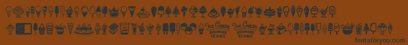 Ice Cream Icons-fontti – mustat fontit ruskealla taustalla