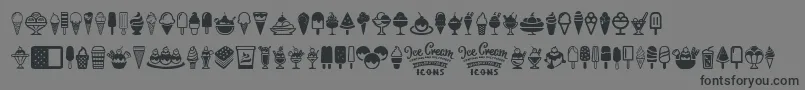 Ice Cream Icons-Schriftart – Schwarze Schriften auf grauem Hintergrund