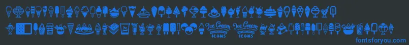 Ice Cream Icons Font – Blue Fonts on Black Background