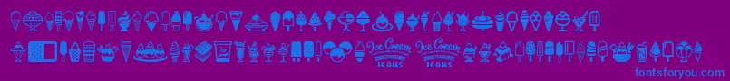 fuente Ice Cream Icons – Fuentes Azules Sobre Fondo Morado