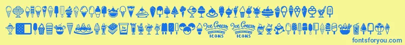 fuente Ice Cream Icons – Fuentes Azules Sobre Fondo Amarillo