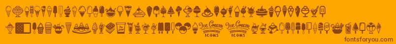 Ice Cream Icons-fontti – ruskeat fontit oranssilla taustalla