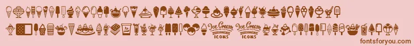 Fonte Ice Cream Icons – fontes marrons em um fundo rosa