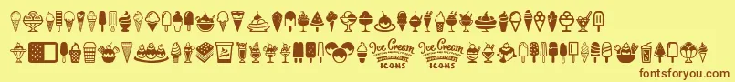 Ice Cream Icons-fontti – ruskeat fontit keltaisella taustalla