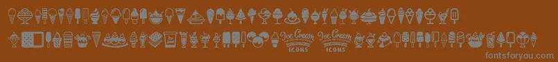 Czcionka Ice Cream Icons – szare czcionki na brązowym tle