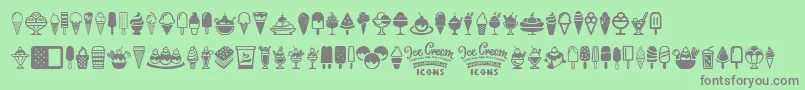 Шрифт Ice Cream Icons – серые шрифты на зелёном фоне