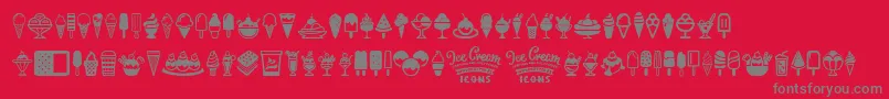 Fonte Ice Cream Icons – fontes cinzas em um fundo vermelho