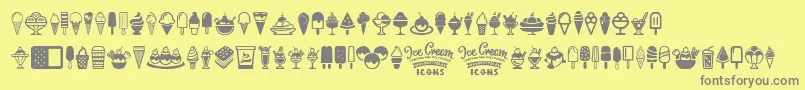 Ice Cream Icons-fontti – harmaat kirjasimet keltaisella taustalla