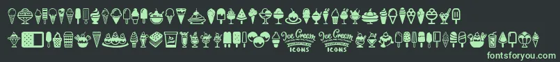 Шрифт Ice Cream Icons – зелёные шрифты на чёрном фоне