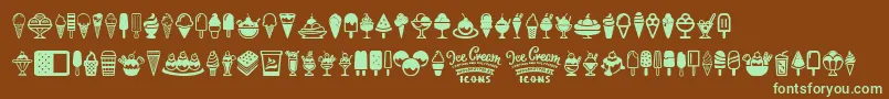 Шрифт Ice Cream Icons – зелёные шрифты на коричневом фоне