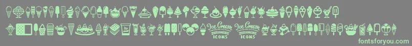 Czcionka Ice Cream Icons – zielone czcionki na szarym tle