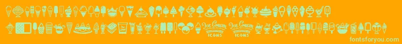 fuente Ice Cream Icons – Fuentes Verdes Sobre Fondo Naranja