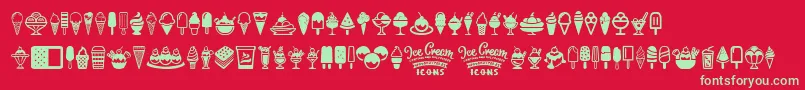 Шрифт Ice Cream Icons – зелёные шрифты на красном фоне