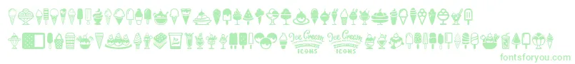 Ice Cream Icons-Schriftart – Grüne Schriften auf weißem Hintergrund