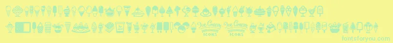 Czcionka Ice Cream Icons – zielone czcionki na żółtym tle