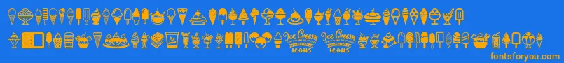 fuente Ice Cream Icons – Fuentes Naranjas Sobre Fondo Azul