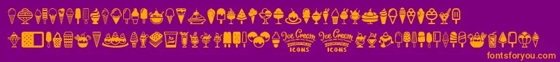 fuente Ice Cream Icons – Fuentes Naranjas Sobre Fondo Morado