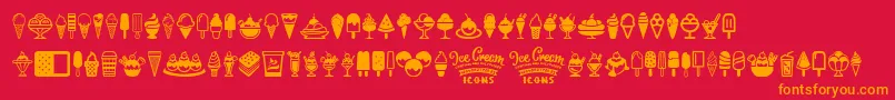 Czcionka Ice Cream Icons – pomarańczowe czcionki na czerwonym tle