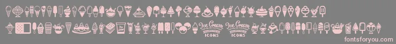 Ice Cream Icons-Schriftart – Rosa Schriften auf grauem Hintergrund
