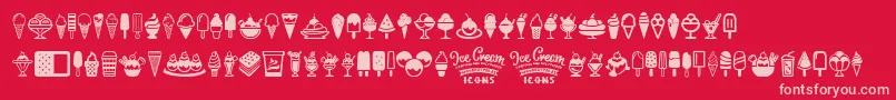 Czcionka Ice Cream Icons – różowe czcionki na czerwonym tle