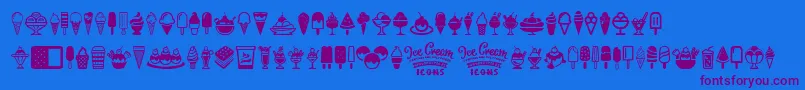 フォントIce Cream Icons – 紫色のフォント、青い背景