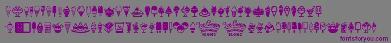 Ice Cream Icons-fontti – violetit fontit harmaalla taustalla