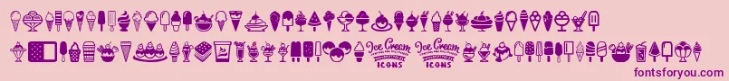 Ice Cream Icons-Schriftart – Violette Schriften auf rosa Hintergrund