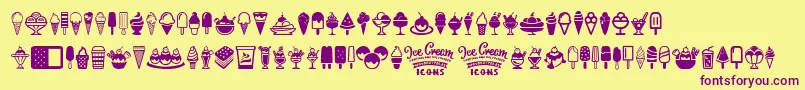 fuente Ice Cream Icons – Fuentes Moradas Sobre Fondo Amarillo