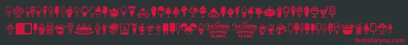 Fonte Ice Cream Icons – fontes vermelhas em um fundo preto