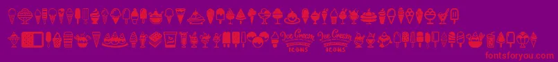 Czcionka Ice Cream Icons – czerwone czcionki na fioletowym tle