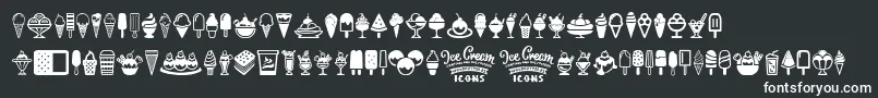 フォントIce Cream Icons – 黒い背景に白い文字