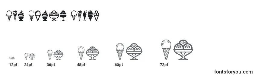 Größen der Schriftart Ice Cream Icons