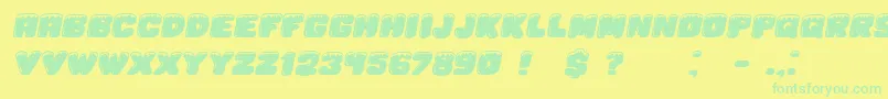 Fonte Iceberg Italic – fontes verdes em um fundo amarelo