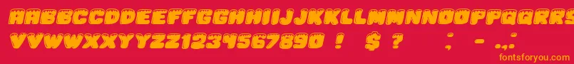 Iceberg Italic-fontti – oranssit fontit punaisella taustalla