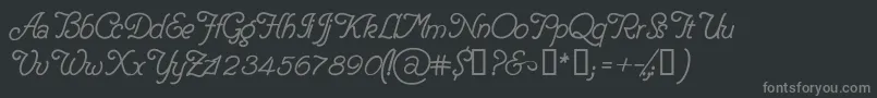 DelicacyPersonalUseOnly-fontti – harmaat kirjasimet mustalla taustalla