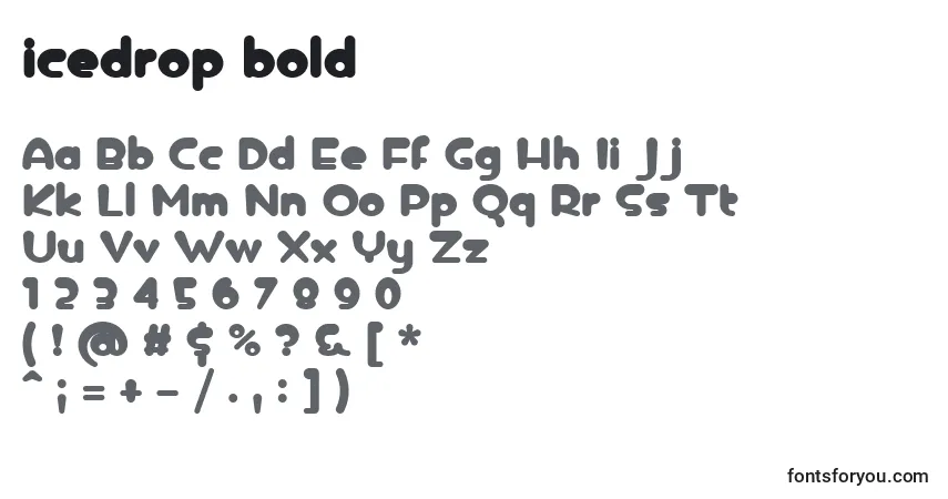 Schriftart Icedrop bold – Alphabet, Zahlen, spezielle Symbole
