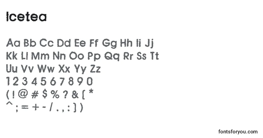 Schriftart Icetea – Alphabet, Zahlen, spezielle Symbole