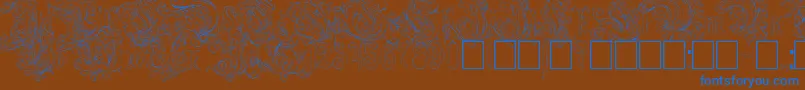 Więcej informacji o czcionce RuritaniaOutline Czcionka RuritaniaOutline – niebieskie czcionki na brązowym tle