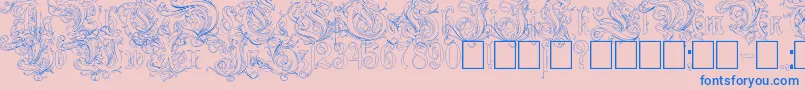 RuritaniaOutline-Schriftart – Blaue Schriften auf rosa Hintergrund