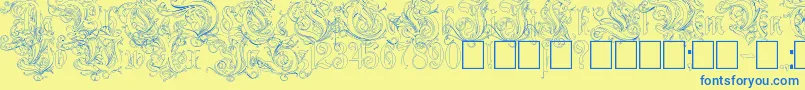 Weitere Informationen zur RuritaniaOutline-Schriftart RuritaniaOutline-Schriftart – Blaue Schriften auf gelbem Hintergrund