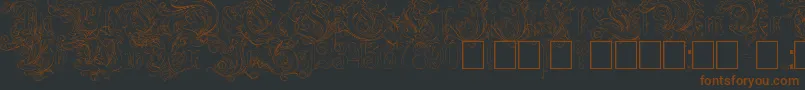 フォントRuritaniaOutline – 黒い背景に茶色のフォント