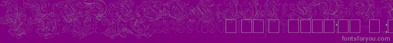 RuritaniaOutline-Schriftart – Graue Schriften auf violettem Hintergrund