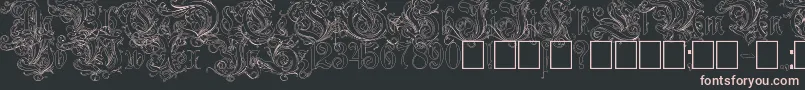 RuritaniaOutline-fontti – vaaleanpunaiset fontit mustalla taustalla