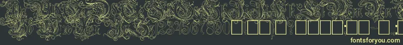 RuritaniaOutline-fontti – keltaiset fontit mustalla taustalla