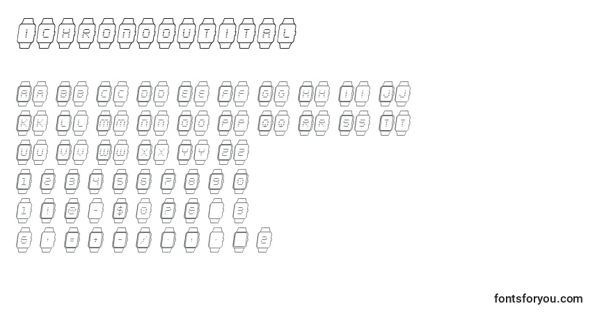 A fonte Ichronooutital – alfabeto, números, caracteres especiais