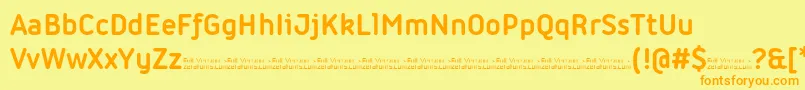 フォントIconic Bold trial – オレンジの文字が黄色の背景にあります。