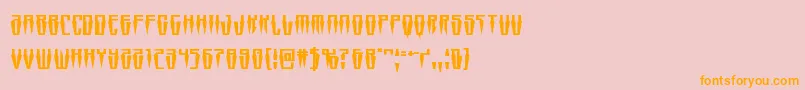 Swordtoothsquat-Schriftart – Orangefarbene Schriften auf rosa Hintergrund