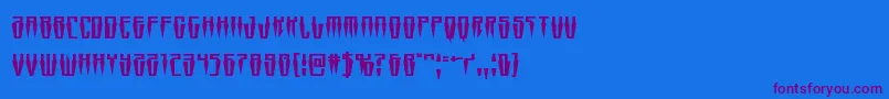 Swordtoothsquat-Schriftart – Violette Schriften auf blauem Hintergrund