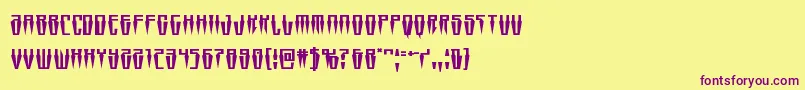 Swordtoothsquat-Schriftart – Violette Schriften auf gelbem Hintergrund