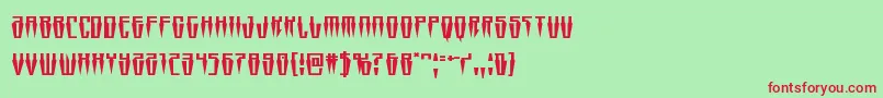 Swordtoothsquat-Schriftart – Rote Schriften auf grünem Hintergrund